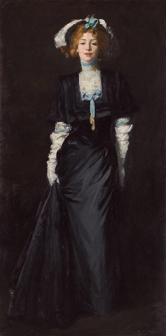 Jessica Penn in Black with White Plumes