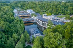 Safdie-designed pavilions over the spring